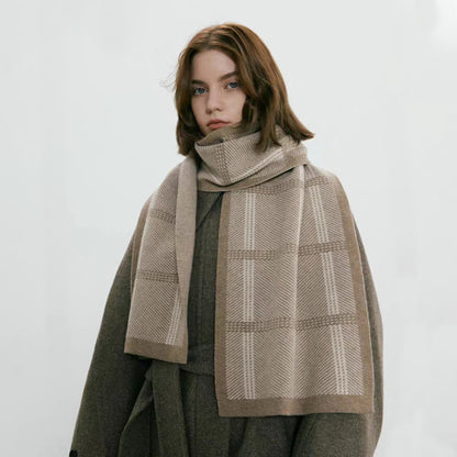 Women Wool Plaid Scarf-Grainvity