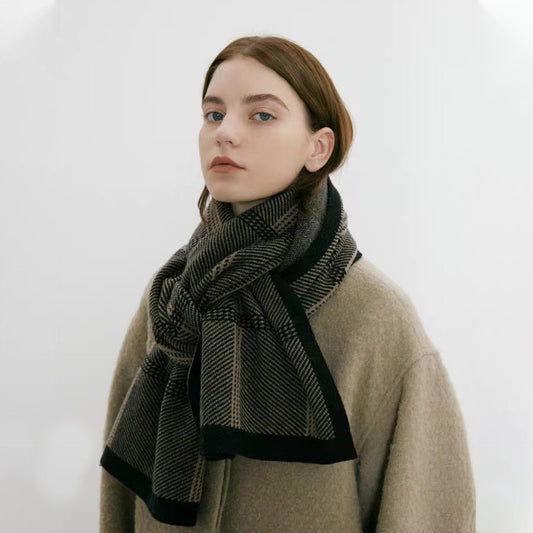 Women Wool Plaid Scarf-Grainvity