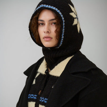 Women Hat Black Nordic Balaklava Warm For Winter