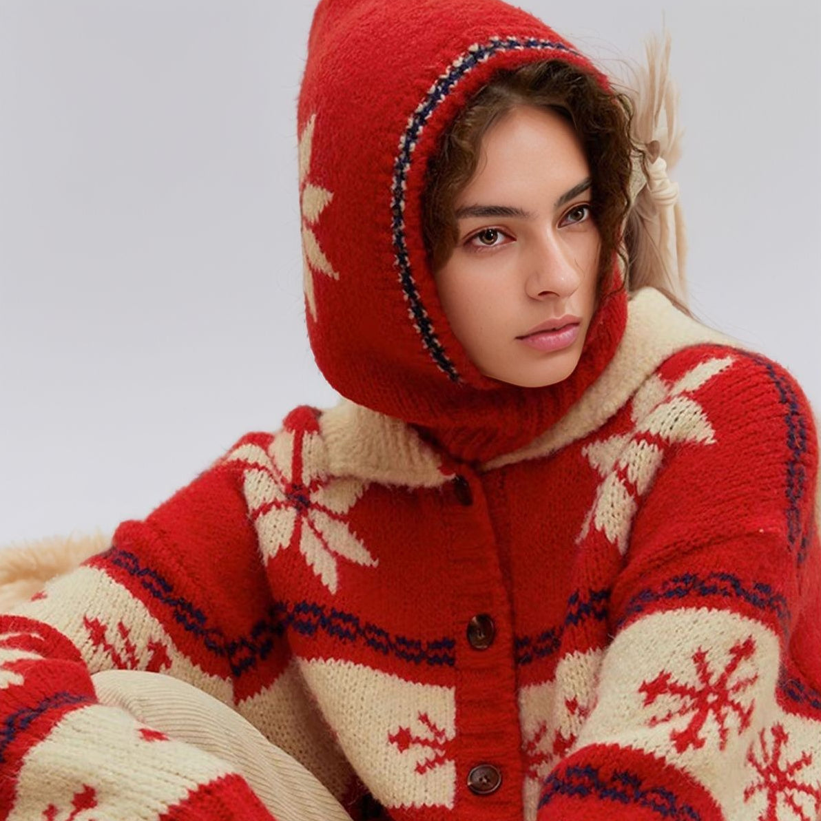 Women Hat Red Nordic Balaklava Warm For Winter02