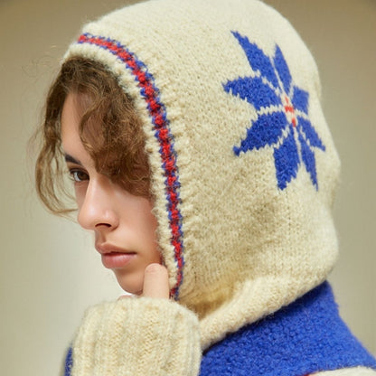 Women Hat White Nordic Balaklava Warm For Winter