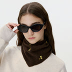 Women Knitted Headscarf Floral Embroidery