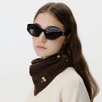 Women Knitted Headscarf Floral Embroidery