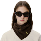 Women Knitted Headscarf Floral Embroidery