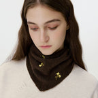 Women Knitted Headscarf Floral Embroidery