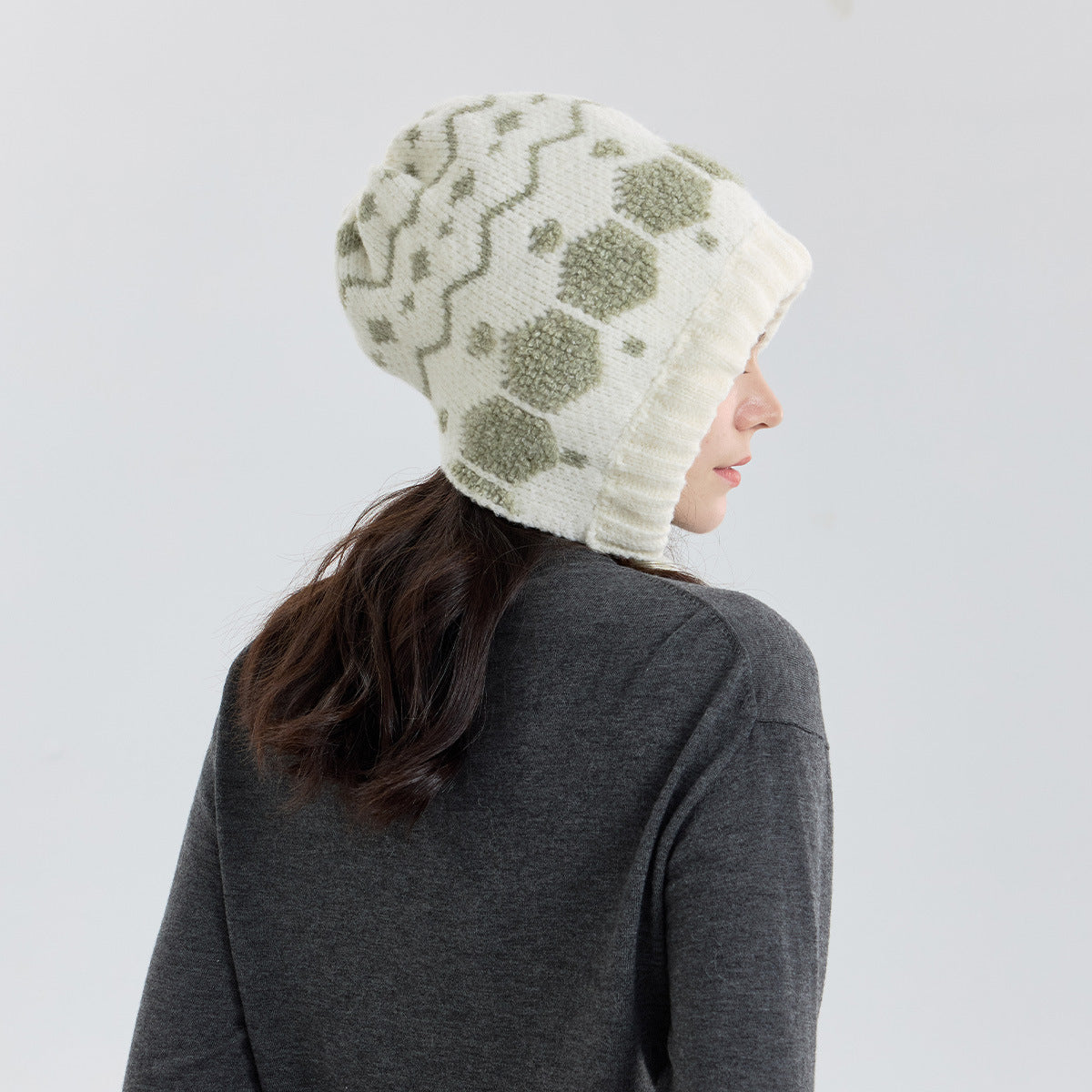 Women Nordic Strap Hat Gray Woolen