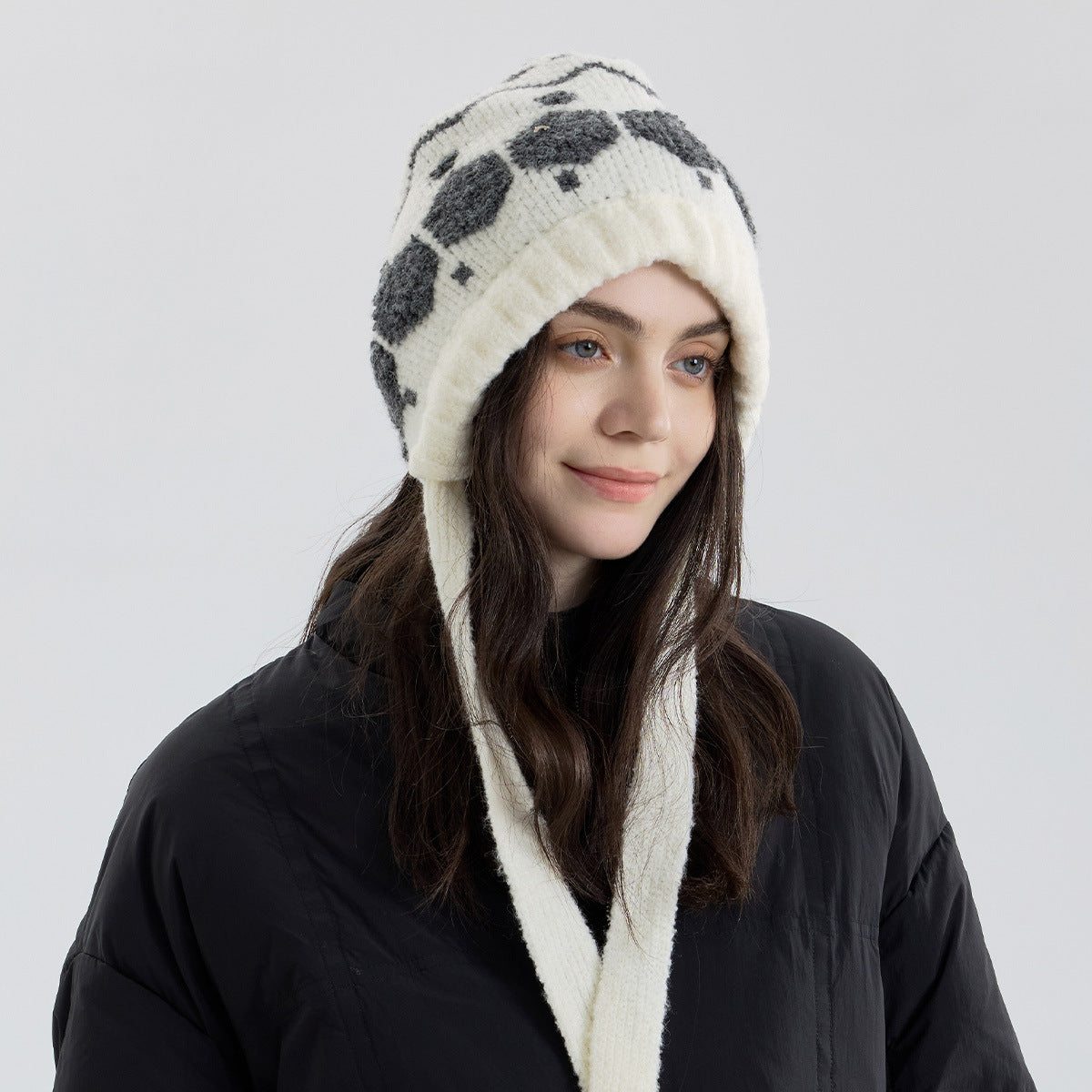 Women Nordic Strap Hat Gray Woolen