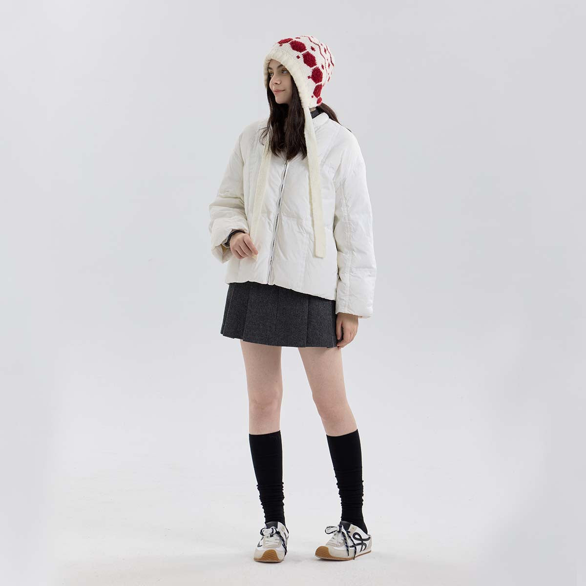 Women Nordic Strap Hat Red Woolen