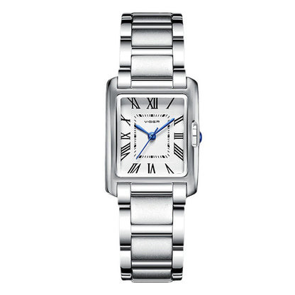Women Quartz Tank Watch Stainless Steel