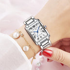 Women Quartz Tank Watch Stainless Steel