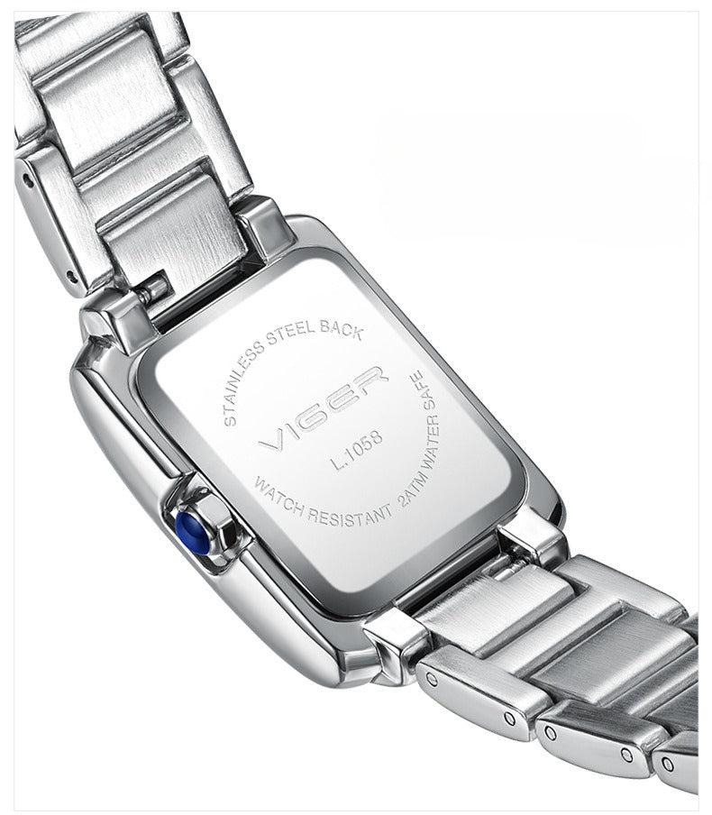 Women Quartz Tank Watch Stainless Steel