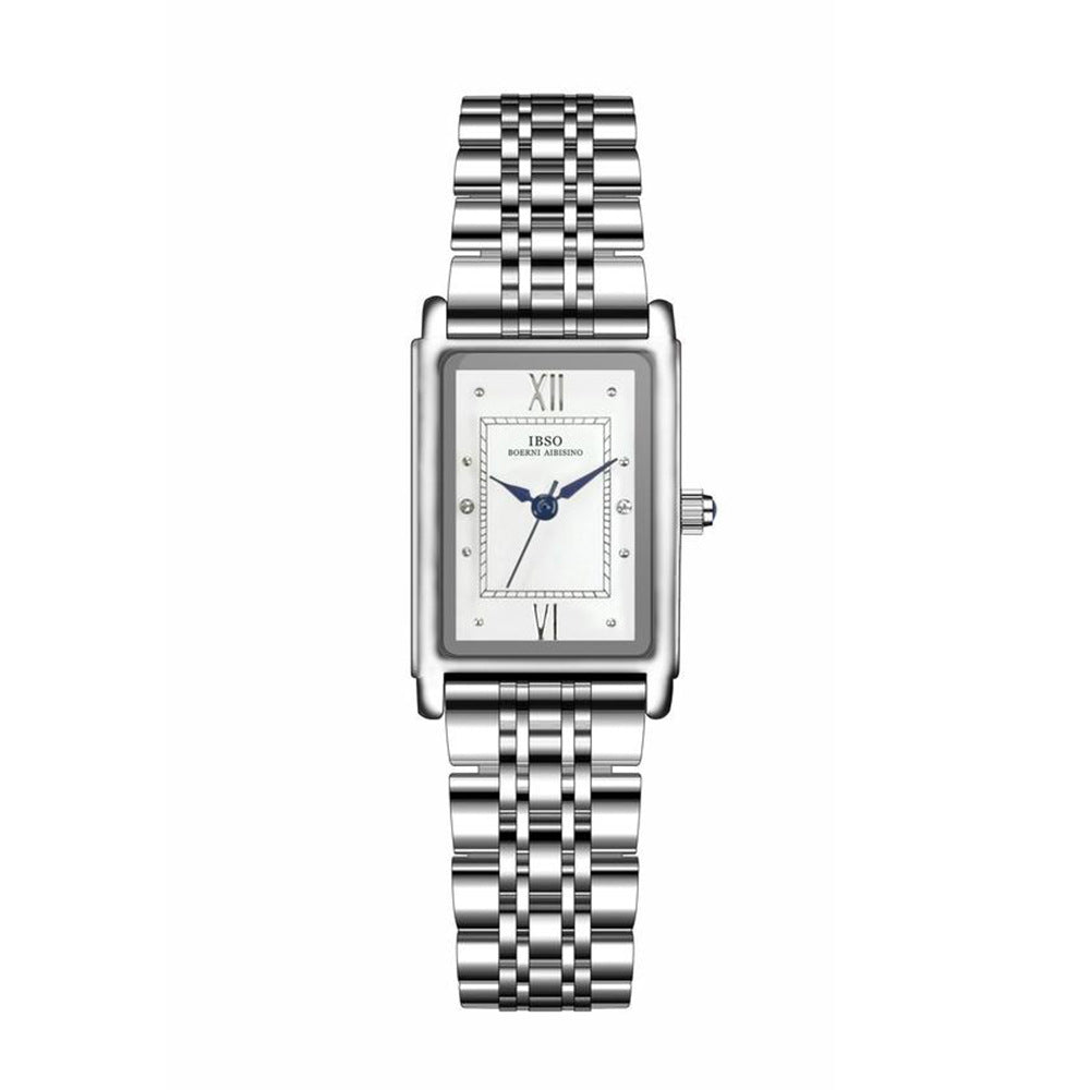 Women Retangular Silver Watch