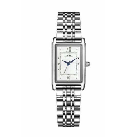 Women Retangular Silver Watch