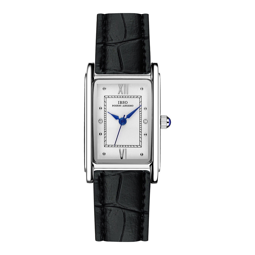 Women Retangular Silver Watch