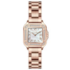 Women Rose Gold Square Watch Diamond and Mother of Peal Face