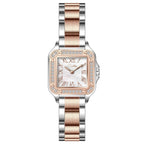 Women Rose Gold Square Watch Diamond and Mother of Peal Face