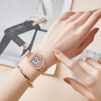 Women Square Watch with Diamond rose gold