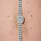 Women Square Watch with Diamond silver