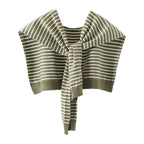Green and white striped shrug on a white background