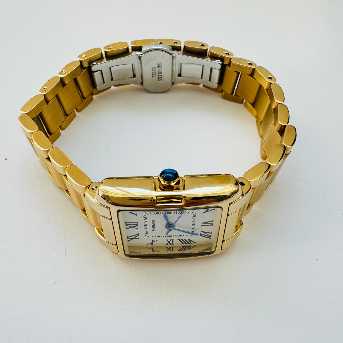 Women Tank Watch Gold Stainless Steel  