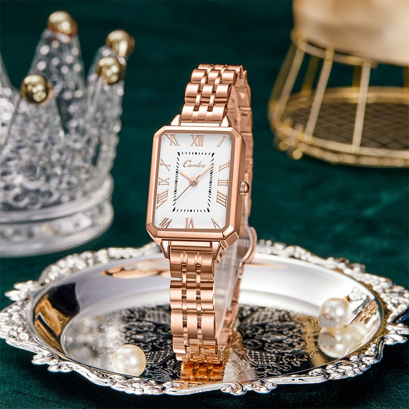 Women Tank rose gold watch