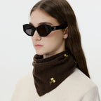 Women Knitted Headscarf Floral Embroidery