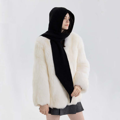 Woolen Hair Hooded Scarf - 2-in-1-Grainvity