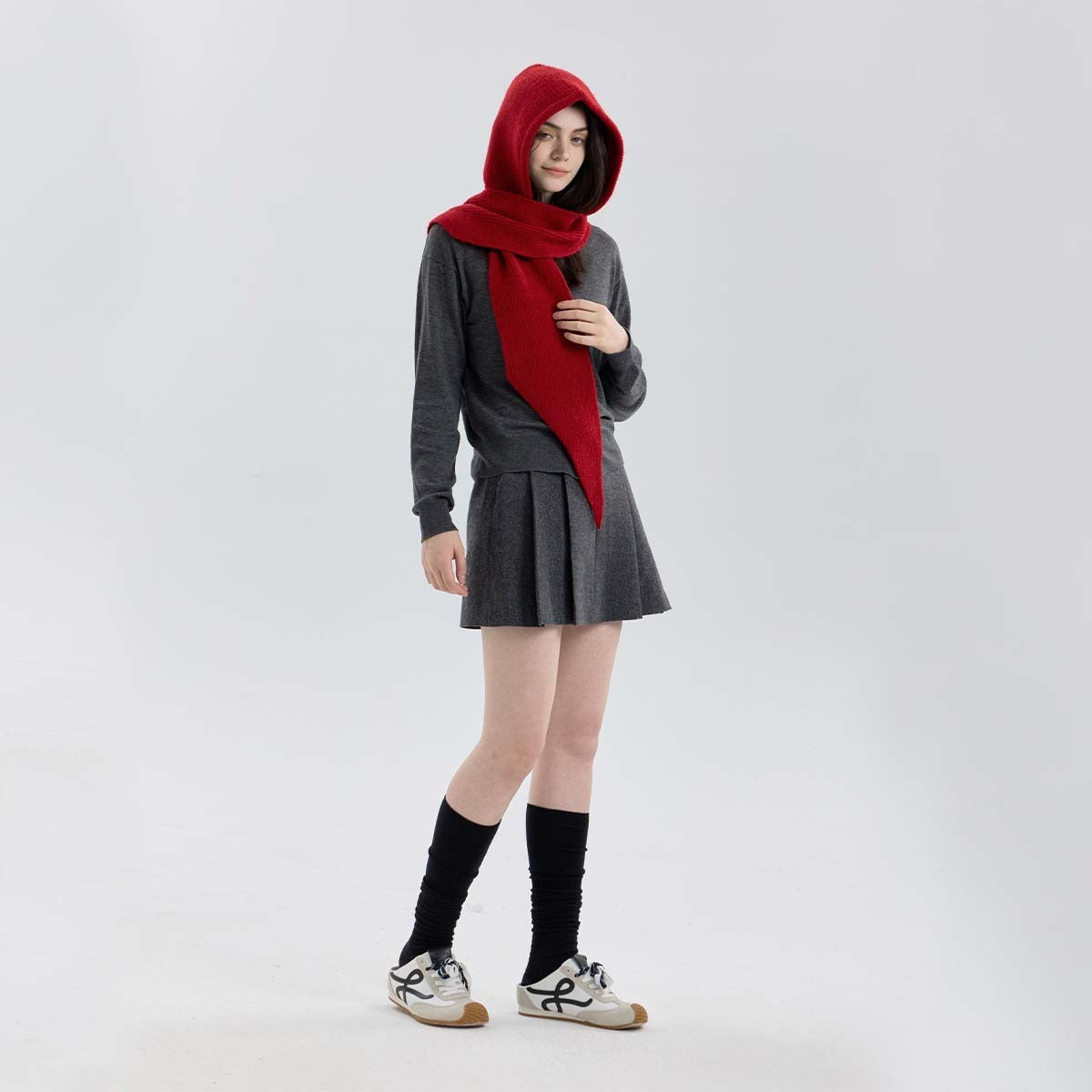 Woolen Hair Hooded Scarf - 2-in-1-Grainvity