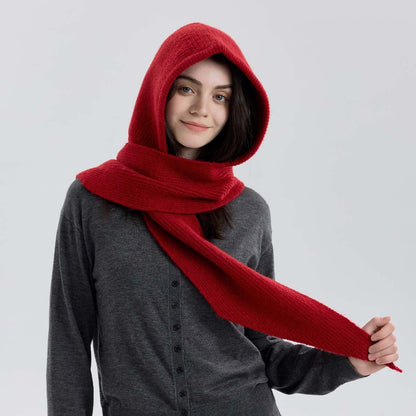 Woolen Hair Hooded Scarf - 2-in-1-Grainvity