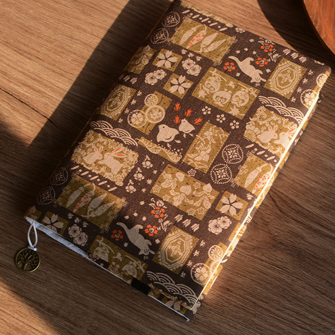 Vintage Classic Fabric Notebook / Book Protector Brown