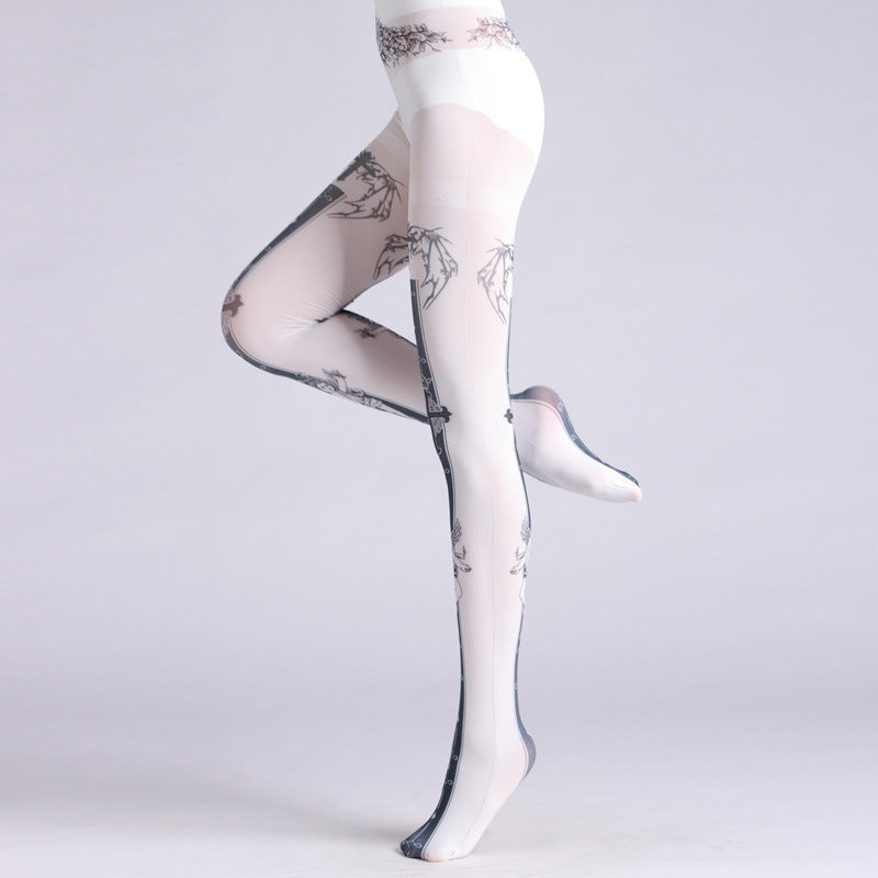 Angel & Evil Gothic Tights with high elasticity, perfect for parties, cosplay, events, and street fashion