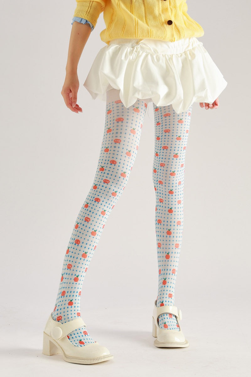Apple Dots Women Tights with high elasticity and shaping fit, suitable for events, cosplay, street style, and gifting girls at Christmas
