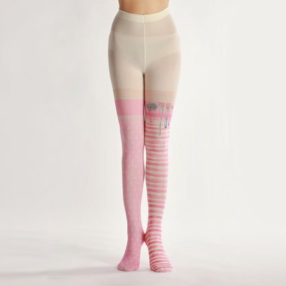 Pink Art Painter Tights with high elasticity and shaping fit, suitable for events, cosplay, street style, and gifting girls at Christmas