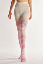 Pink Art Painter Tights with high elasticity and shaping fit, suitable for events, cosplay, street style, and gifting girls at Christmas