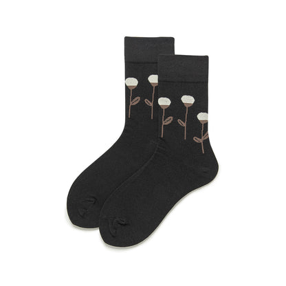 Black Floral Women Scoks-Grainvity