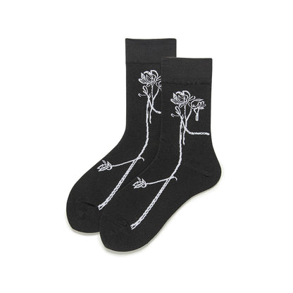 Black Floral Women Scoks-Grainvity