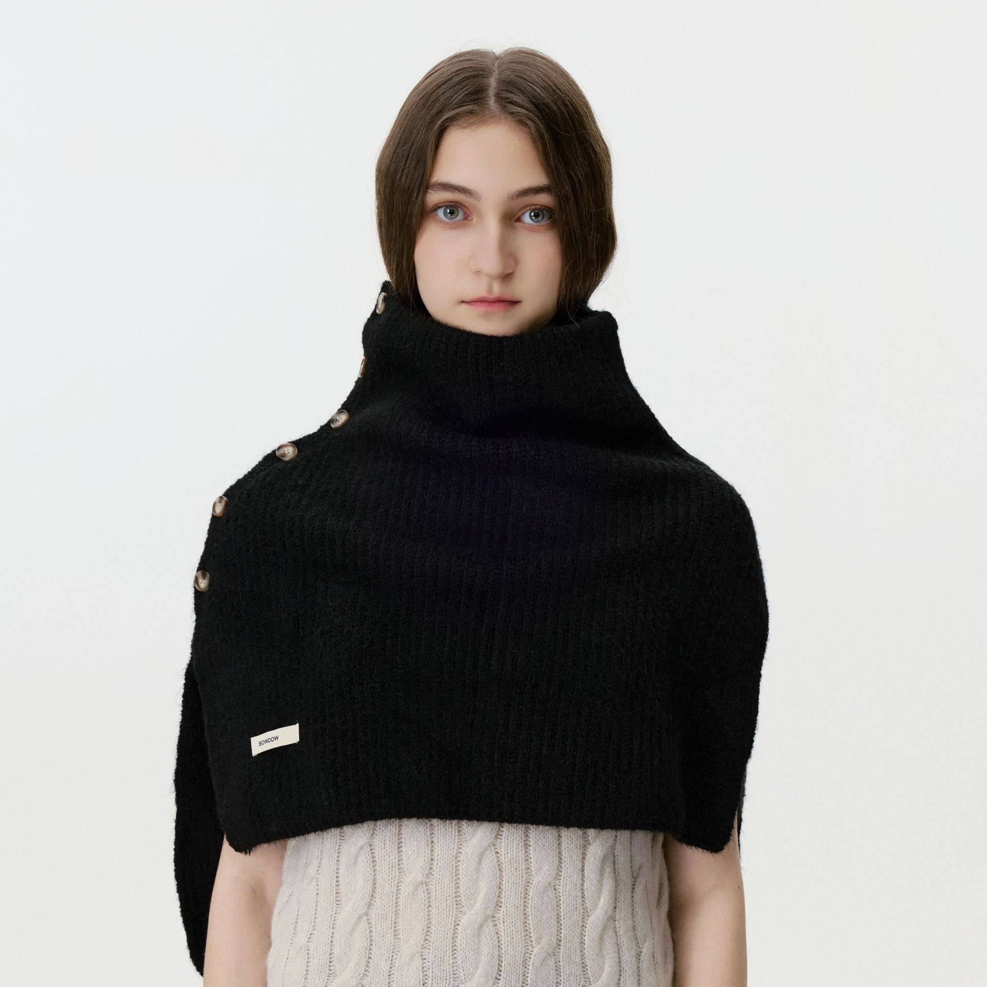 black woolen  Shawl for women winter dress 03