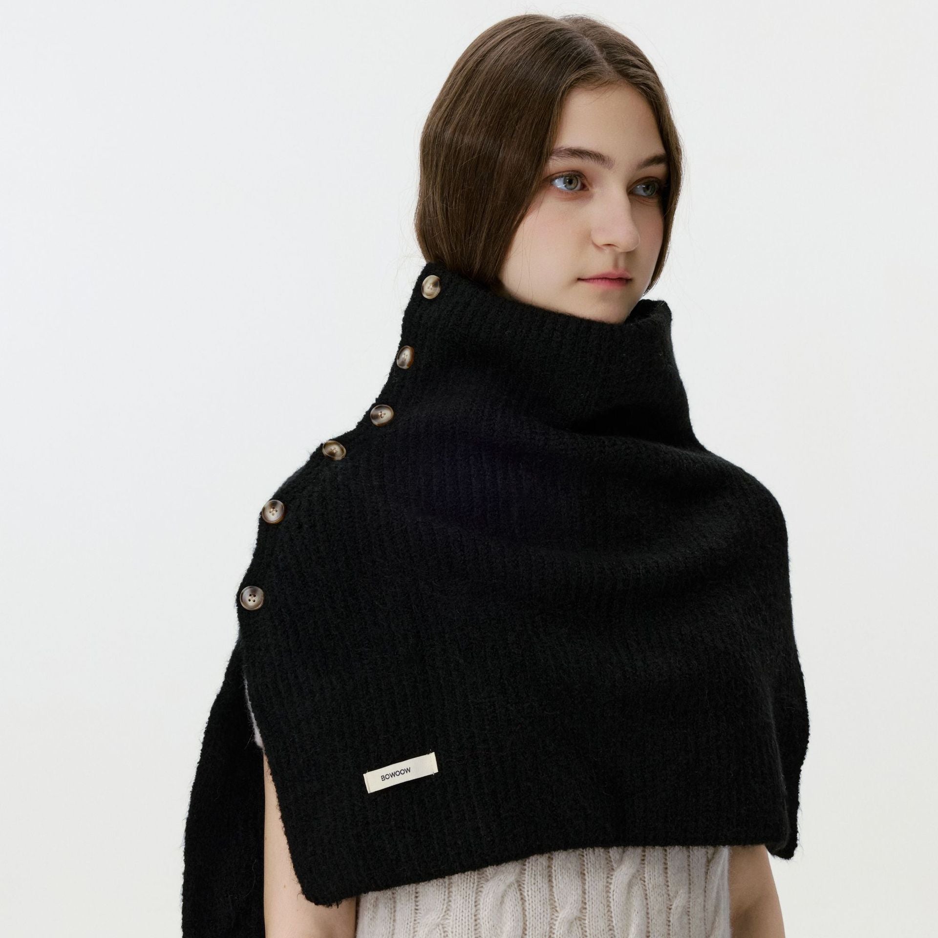 black woolen cape for women winter dress