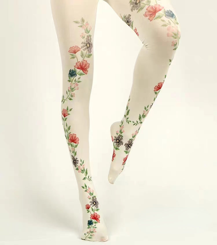 Opaque Floral Bride Tights with high elasticity and compression,shaping fit and ideal for weddings, parties, ethnic outfits, and street fashion