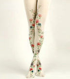 Opaque Floral Bride Tights with high elasticity and compression,shaping fit and ideal for weddings, parties, ethnic outfits, and street fashion