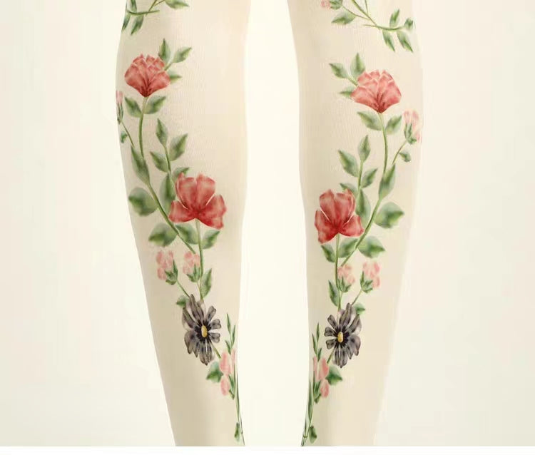 Opaque Floral Bride Tights with high elasticity and compression,shaping fit and ideal for weddings, parties, ethnic outfits, and street fashion