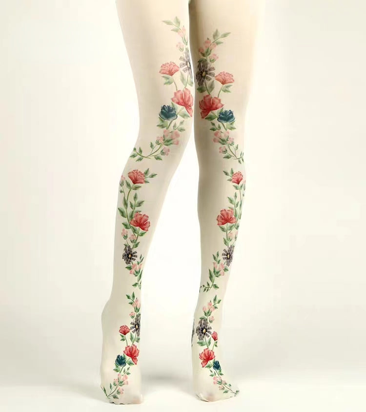 Opaque Floral Bride Tights with high elasticity and compression,shaping fit and ideal for weddings, parties, ethnic outfits, and street fashion