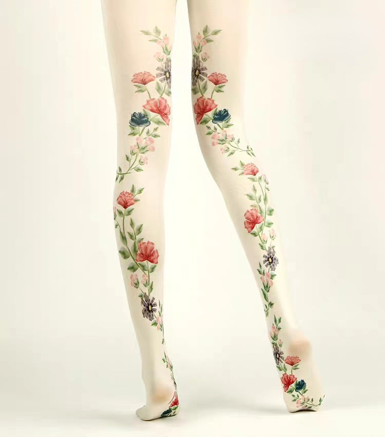 Opaque Floral Bride Tights with high elasticity and compression,shaping fit and ideal for weddings, parties, ethnic outfits, and street fashion