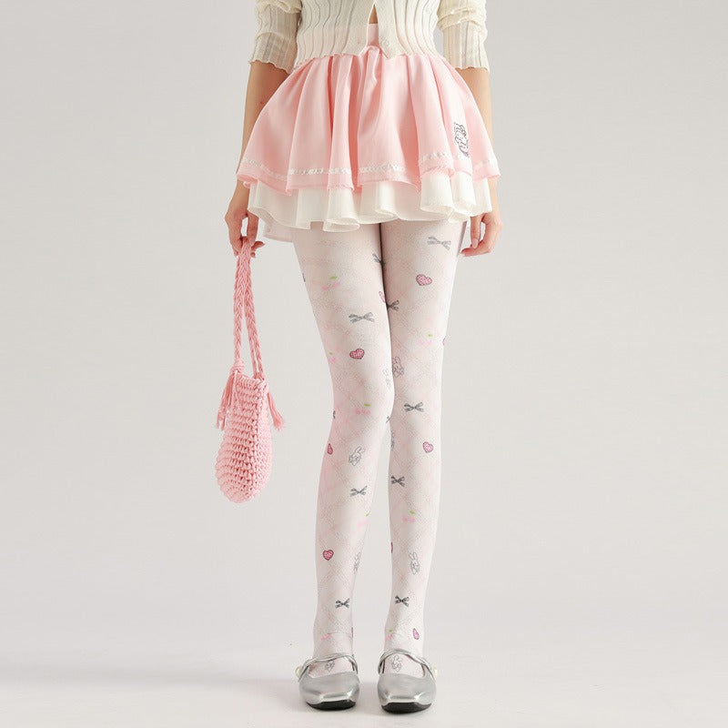 Bunny Bow Tights with high elasticity and shaping fit, suitable for events, cosplay, street style, and gifting girls at Christmas