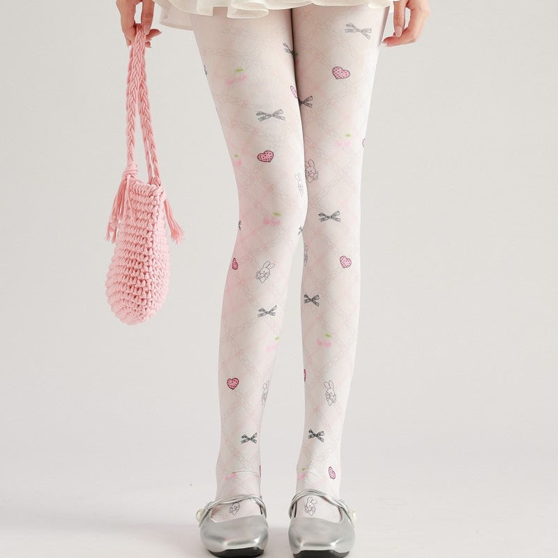 Bunny Bow Tights with high elasticity and shaping fit, suitable for events, cosplay, street style, and gifting girls at Christmas