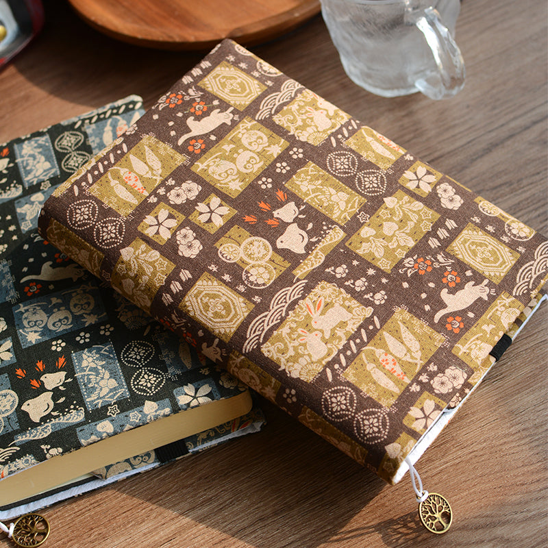 Vintage Classic Fabric Notebook / Book Protector Brown