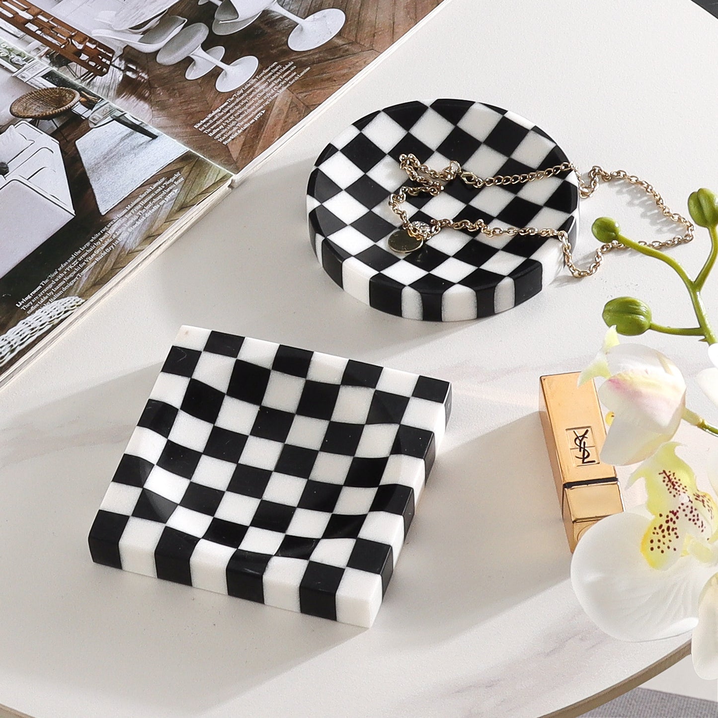 Checkered Marble Storage Tray-Grainvity