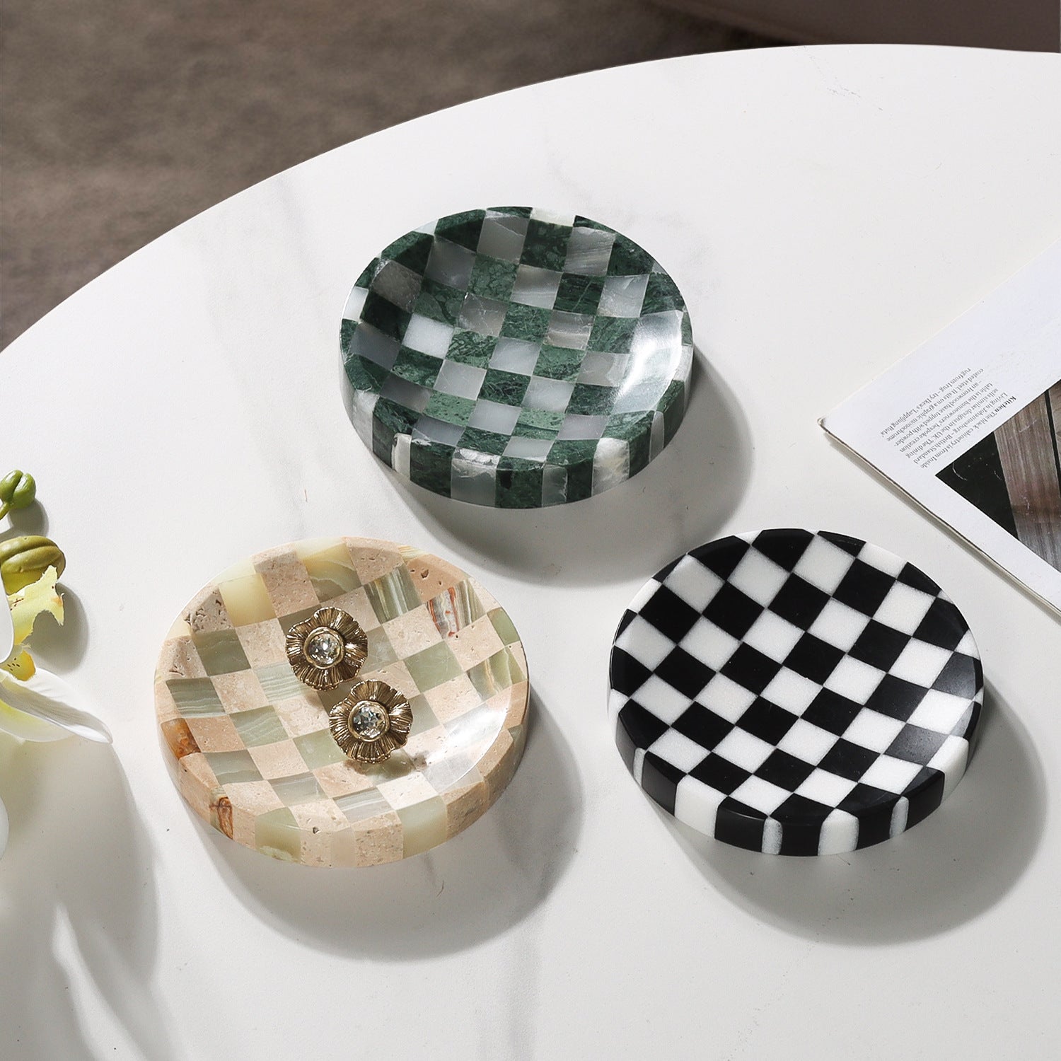 Checkered Marble Storage Tray-Grainvity