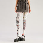 Clock Pattern Dark Fashion Tights with high elasticity, perfect for parties, cosplay, events, and street fashion