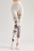 Clock Pattern Dark Fashion Tights with high elasticity, perfect for parties, cosplay, events, and street fashion